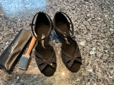 Diamant Tanzschuhe Damen 4 1/2  (37,5) schwarz Glitter Mod.  141 wie neu - Bild 1 von 4