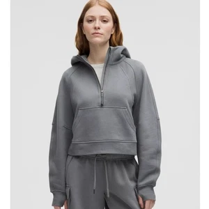 Lululemon Scuba Oversized Half-Zip Hoodie M/L grau/dunkelgrün EUC Cozy Fleece - Bild 1 von 5
