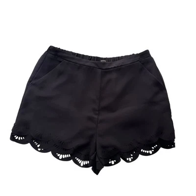 Pantalón corto suave LC Lauren Conrad para mujer pequeño negro barrido en tierra, dobladillo de vieira doble Foto 1 de 4