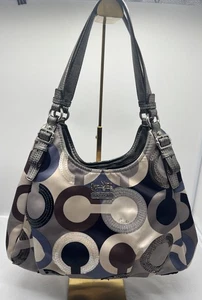 Coach Madison 19180 Scarf Print Sequin Optic Chainlink Maggie Hobo Shoulder Bag - Picture 1 of 17