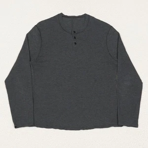 Lululemon 5 Year Basic Long Sleeve Henley Mens Medium Heathered Black M3ATBS - Picture 1 of 7