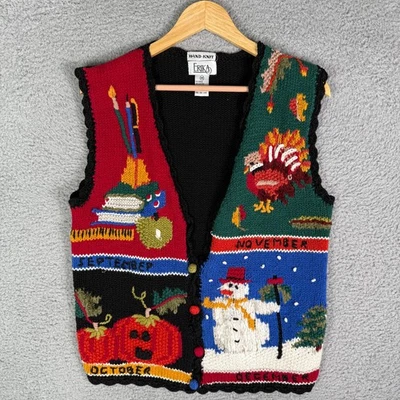 Vintage Holiday Knit Sweater Vest 90's Medium Halloween Christmas Thanksgiving - Image 1 of 4