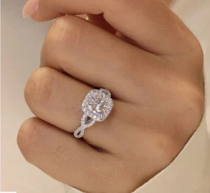 3.25Ct Princess VVS1 Moissanite Engagement Ring 14K White Gold Plated For Her - Picture 1 of 7