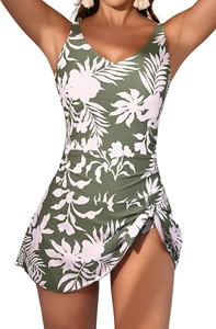 One Piece Swim Dress Swimsuits for Women Tummy Control Swimdress Skirt Bathing S - Picture 1 of 12