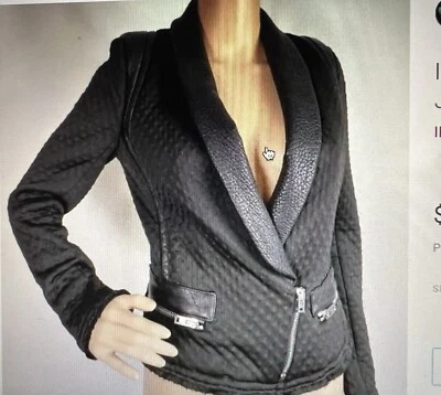 Chaqueta IRO Ashby 36/4 Negra Acolchada Tejida/Cuero Vegano Moto Grunge Foto 1 de 4