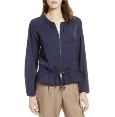 Halogen Women’s Jacket / Peacoat w/ Front Zipper, Drawstring at Waist, Navy, Sm - Image 1 of 4