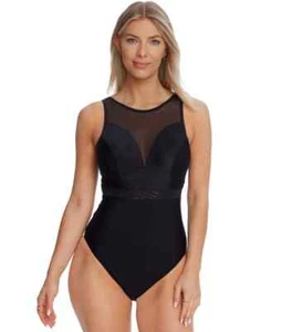 Panache NOIR Onyx Chic Moulded Plunge One Piece Swimsuit, US 38H, UK 38FF - Picture 1 of 4