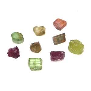 Natural Multi Tourmaline Rough 9 Pcs 11.80 Cts Raw Tourmaline Jewelry Making - Picture 1 of 3