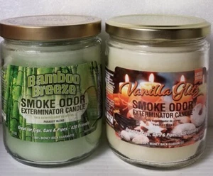 Smoke Odor 13 oz Candles 2 Fragrances Set Bamboo Breeze/Vanilla Glitz. - Picture 1 of 4