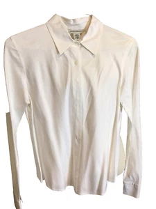 Banana Republic Womens Medium Long Sleeve Button Blouse White All Cotton Shirt - Picture 1 of 3