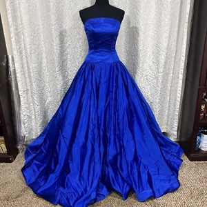 Royal blue strapless gown prom dress NWT size 2 - Picture 1 of 14