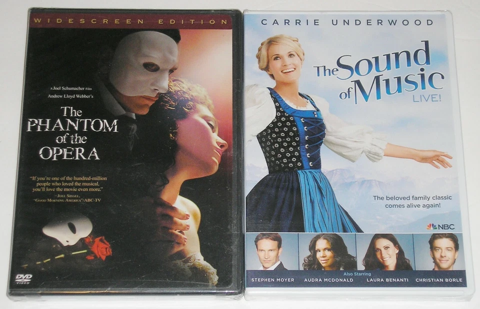 Musical DVD Lot - The Phantom of the Opera (New) The Sound of Music Live! (New) - Image 1 of 1