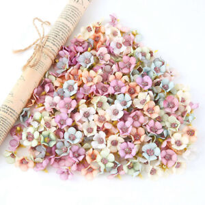 100pcs Mini Multicolor Silk Artificial Daisy Flower Heads Flowers for DIY Wreath