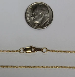 18Kt 18K Yellow Solid Gold 16" 18" 20" 24" 1.2mm Rope Necklace Chain Lobster - Picture 1 of 2