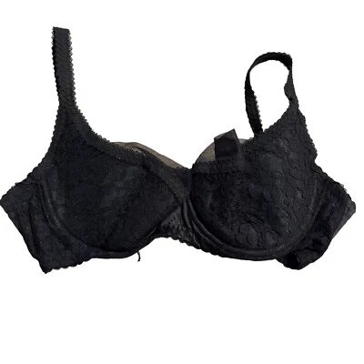 Shirley Of Hollywood Black Lace Underwire Bra 34DD - Image 1 of 3