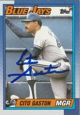 CITO GASTON TORONTO BLUE JAYS  SIGNED 1990 TOPPS  CARD #201
