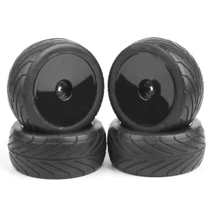 4Pcs RC Front&Rear Rubber Tyres 25026+27007 Wheel Rim For 1:10 On-Road Buggy Car - Picture 1 of 8