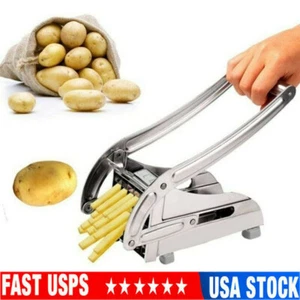 Stainless Steel French Fry Cutter Potato Vegetable Slicer Chopper Dicer 2 Blade - Picture 1 of 12