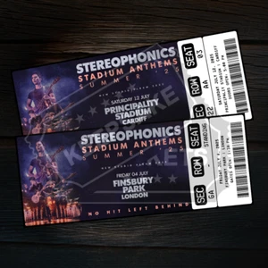 Stereophonics Mock Ticket Summer Arena Tour | Personalized Gift Reveal Keepsake - Picture 1 of 10