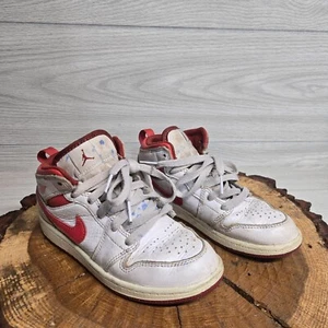 Nike Jordan 1 Mid SE White Red-Sail (FJ3467 160) Basketball Shoes Youth 1Y - Picture 1 of 10