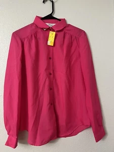 VTG 80s Alicia Fuschia Pink Blouse Balloon Sleeve Shirt Sz 10 W/ Tags (B4) - Picture 1 of 10