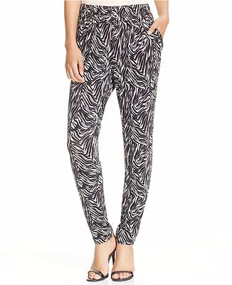 HUE U16010  Black Zebra Print Stretch Jersey Relaxed  Leggings - MSRP $44 - Image 1 of 4