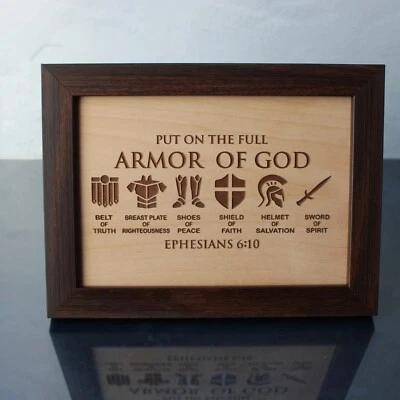The Armor of God Plaque/Sign wood engraved Ephesians 6:10 Spirtual Warfare - Image 1 of 4