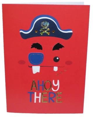 Burgoyne: Ahoy Pirate Birthday Greeting Card New Embellished w/Envelope  5 x 7 - Image 1 of 3