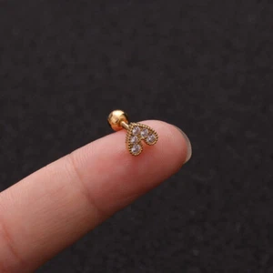 Beautiful Heart Cubic Zircon Earring Anti Allergenic 316 Stainless Steel <A16> - Picture 1 of 3