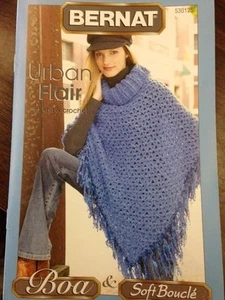 Bernat Urban Flair to Knit and Crochet Boa & Soft Boucle Poncho Jacket WE76029 - Picture 1 of 4
