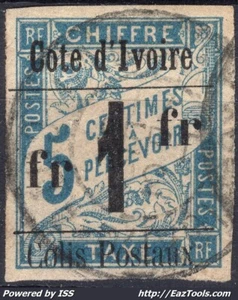 COTE D'IVOIRE TIMBRE POUR COLIS POSTAUX SANS ACCENT N° 7q AVEC OBLITERATION - Picture 1 of 2