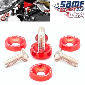 Password JDM RED ALUMINUM Fender Washers 10 PC Engine Bolt Dress Up Kit - USA - Picture 1 of 3