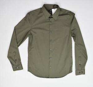 Theory Men's Olive Branch Sylvain ND Structure Knit Button-Up Shirt S NWT $165