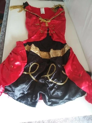 Disfraz de Halloween Pirata Mujer Adulta L Grande Negro Rojo Usado Pequeño defecto@ Foto 1 de 4