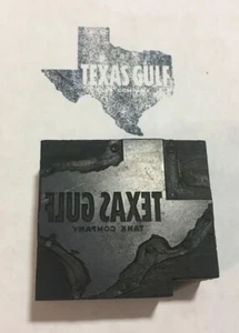 Bloque de impresión vintage Texas Gulf Tank Company 2 1/4" x 2" - Imagen 1 de 3
