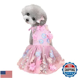 SEIS Flower Lace Dog Dress Cat Princess Suspender Costume Puppy Tutu Floralan - Picture 1 of 5