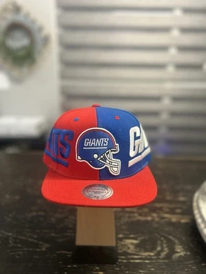 Raro Vintage New York Giants Snapback Dividido Color - Logotipo Casco Rojo/Azul Foto 1 de 4