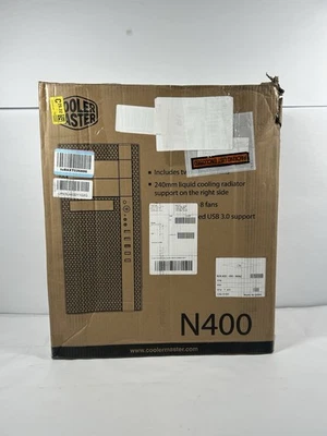 CoolerMaster N400 Mid-Tower Micro-ATX/ATX Computer Case, Midnight Black - Image 1 of 4