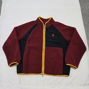 Giacca pile sherpa uomo GRANDE Nike Air Jordan full zip nero/bordeaux/arancione - Foto 1 di 17