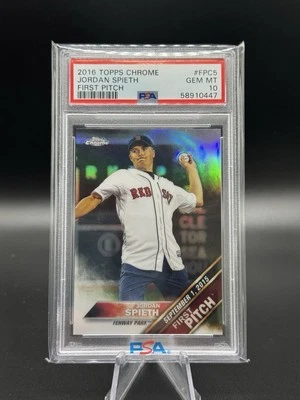 2016 Topps Chrome First Pitch Refractor Jordan Spieth #FPC-5 PSA 10 GEM MT - Image 1 of 3
