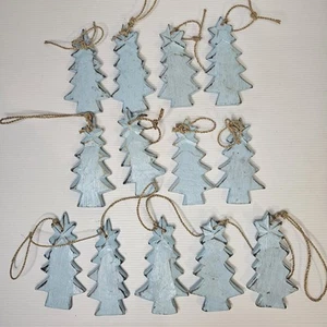 Christmas Tree Decorations Wooden Beach Theme Light Blue Ornaments FREE POSTAGE - Picture 1 of 5