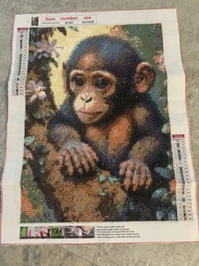 Fertig Diamond Art Gemälde niedlicher Baby Affe mehrfarbig rahmenfertig G4 - Bild 1 von 5