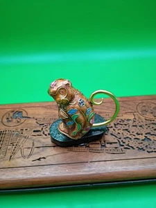 Monkey Figurine Cloisonne Brass Multi Color App.2"1/2 Tall - Picture 1 of 5
