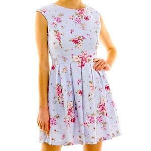 EMERALD SUNDAE Juniors Open Back Floral Print Fit & Flare Blue Dress Women’s XL - Picture 1 of 8
