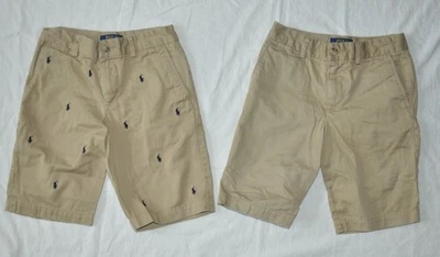 LOT of 2 Polo Ralph Lauren Boys Sz 10 Khaki Classic Chino Shorts Pony Print AOP - Image 1 of 4