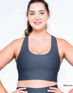 BNWT Exoticathletica Mama Shark Grey T Back Crop Top Size XL 18-20 RRP $64.99 - Picture 1 of 5
