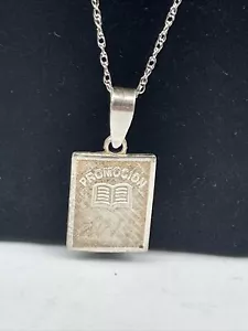 Collar colgante vintage de plata de ley 925 "Jesús te ama" firmado cadena 18" - Imagen 1 de 12