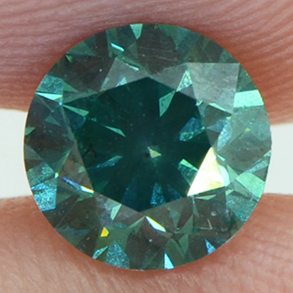 Loose Round Shape Diamond Fancy Green Color 1.08 Carat VS2 Certified Enhanced - Image 1 of 4