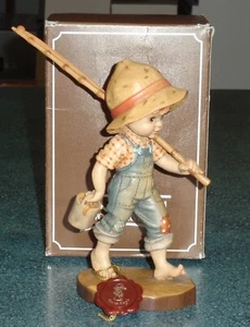 "Fisher Boy" Figurine Anri Wood Carvings Made In Italy By Sarah Kay With Box! - Picture 1 of 11