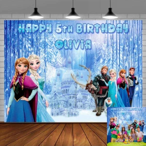 Frozen Elsa Personalised Custom Banner Backdrop Party Supplies Birthday Gift - Picture 1 of 6